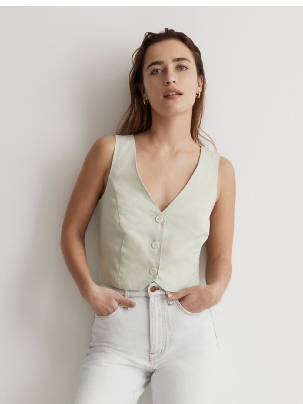 Madewell Katrina Crop Vest Top Green Opal